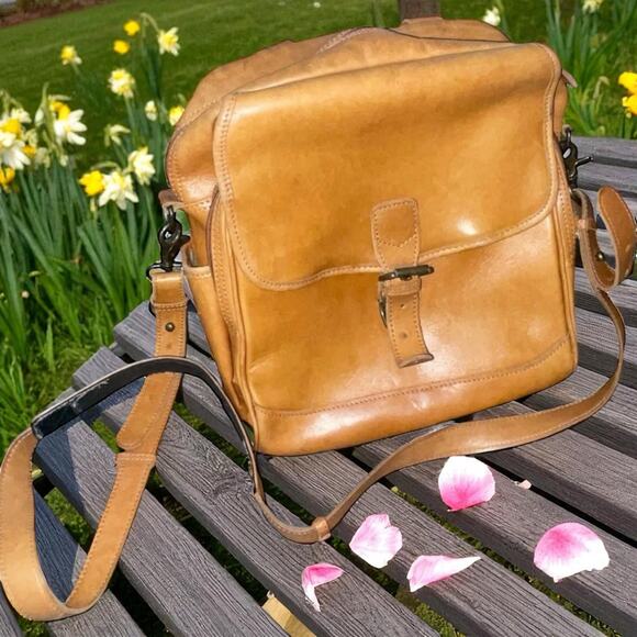 Vintage LL Bean Leather Utility Satchel Crossbody Messenger Full Zip Travel Tote - Picture 1 of 15